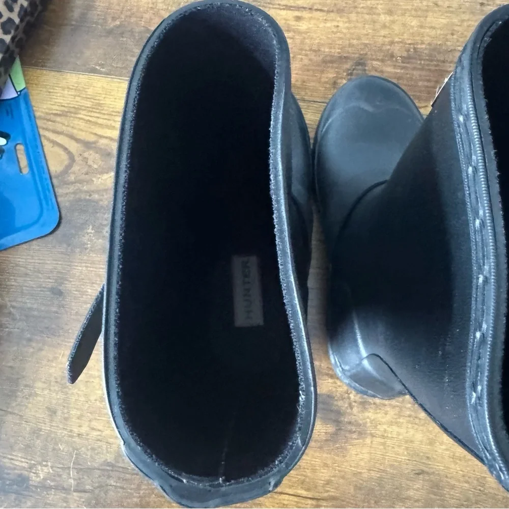Hunter Kids Black Short Biker‎ Moto Buckle Rain Boots Size 11